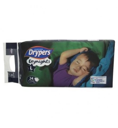 Drypers Drynights夜用的大号9-14公斤一次性纸尿布