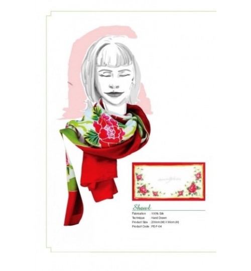 100%手工绘制丝绸披巾 